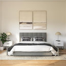 DHP ROSE UPHOLSTERED PLATFORM BED WITH UNDERBED STORAGE DRAWERS QUEEN - GRAY - Like New