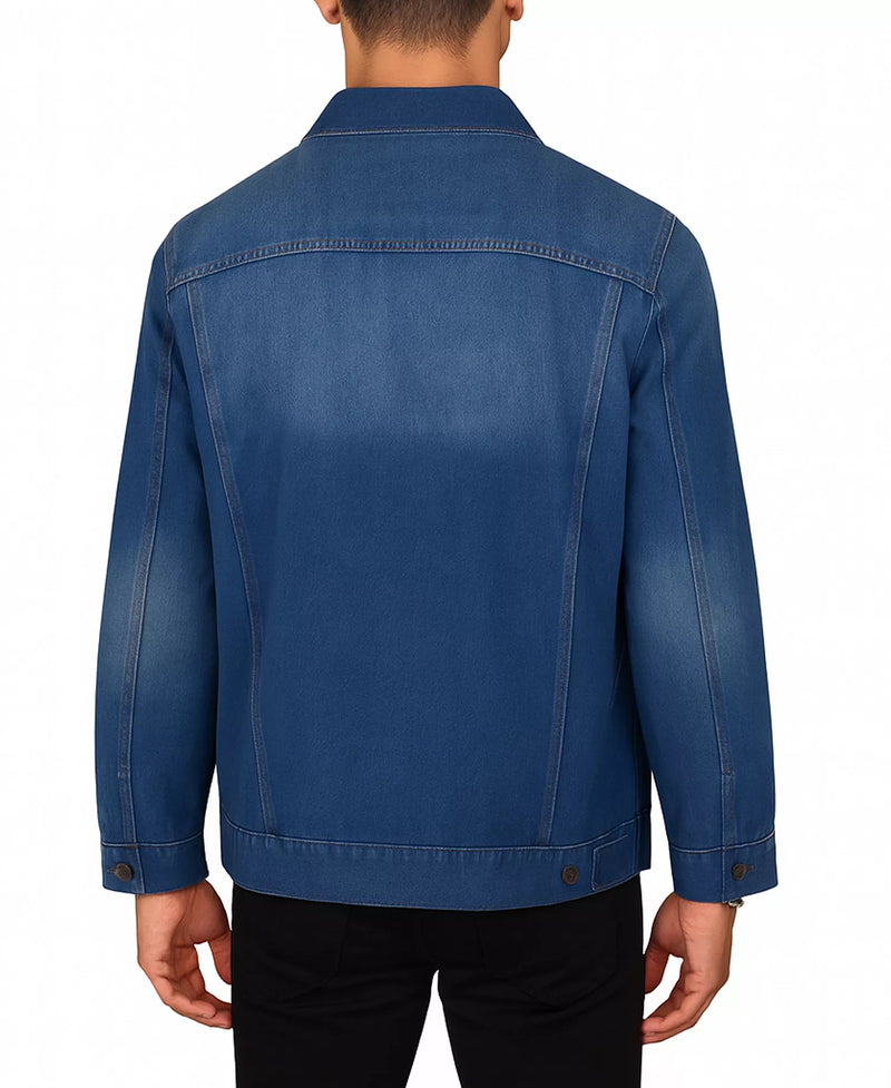 BLU ROCK MEN'S REGULAR-FIT CLASSIC DENIM JACKET - SIZE: MEN L - MEDIUM WASH - Brand New