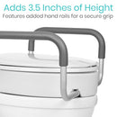 Vive Raised Toilet Seat Riser (with Handles) - Handicap Rail - Brand New
