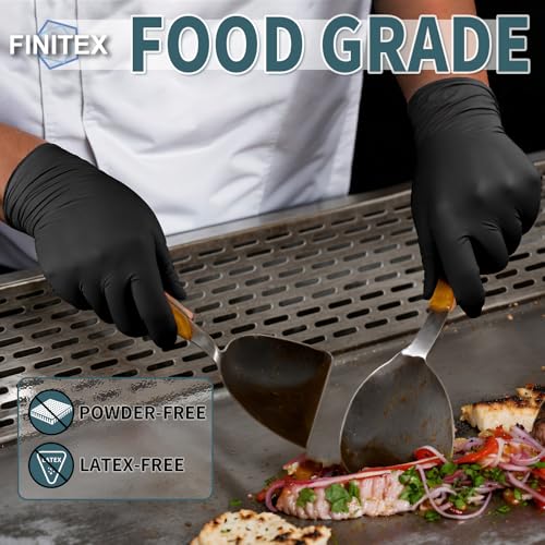 FINITEX BLACK NITRILE DISPOSABLE GLOVES, 5MIL Nitrile Powder-Free, MEDIUM - Brand New