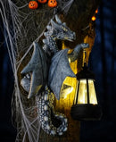 GOODECO DRAGON TREE HUGGER SOLAR LANTERN GARDEN STATUE 9.3" - GRAY - Like New