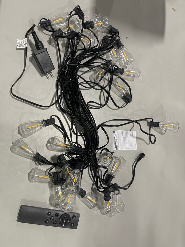 SHINEU 60FT LED STRING LIGHTS WITH REMOTE, G40 DIMMABLE GLOBE BACKYARD LIGHTS - Like New