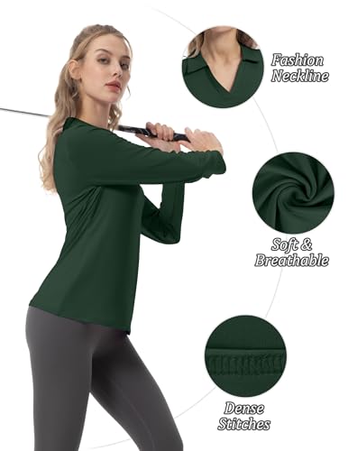 FKEEP WOMEN'S TENNIS GOLF SHIRT LONG SLEEVED TOP SPORT ACTIVEWEAR FOREST GREEN - Brand New