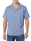 Amazon Essentials Men's Vacation Cotton Button-Down Shirt,Blue, Size L - Brand New