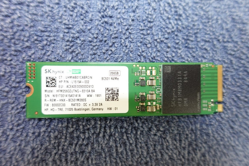 SK HYNIX 256GB NVME M.2 SSD PCIE - GREEN - Like New