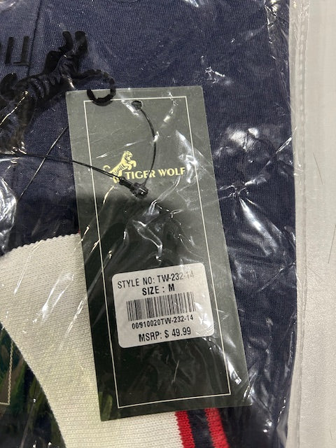 TIGER WOLF SIZE MEDIUM NAVY POLO SHIRT - SIZE: MEN M - NAVY BLUE - Brand New