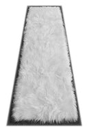 Masada Rugs, Faux Sheep Fur Shag Runner Area Rug 2 Feet X 7 Feet (White) - Brand New