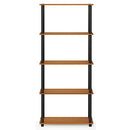 FURINNO TURN-N-TUBE STORAGE SHELVES 5-TIER BOOK SHELF 17091LC/BK - CHERRY/BLACK - Like New