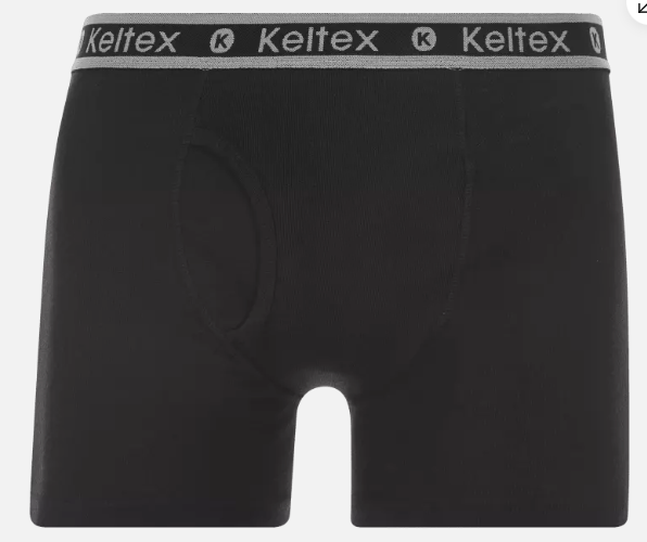 KELTEX® MEN'S COTTON BOXER BRIEFS 3 PACK - SIZE: MEN L- BLACK/GRAY/RED - Like New