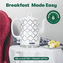 BELLA 1.5 LITER ELECTRIC CERAMIC TEA KETTLE WITH BOIL DRY PROTECTION SILVER FOIL - Like New