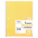 MEAD SPIRAL NOTEBOOK 1 SUBJECT WIDE RULED PAPER 70 SHEETS 10-1/2 X 8 YELLOW - Brand New