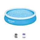 BESTWAY FAST SET 12' X 30" ROUND INFLATABLE RING POOL PUMP 57275 - BLUE - Like New