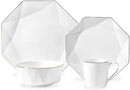 CHULAN BONE CHINA DINNERWARE SET OVER 45% BONE CONTENT OCTAGON - WHITE/GOLD - Like New