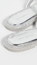 174566 TORY BURCH WOMEN MILLER KNOTTED PAVE SANDALS SIZE 7 SILVER - Like New