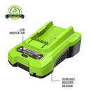 GREENWORKS BATTERY CHARGER GEN.ADDRESSES GCH0405 20V 40V 48V CHARGER - GREEN - Like New