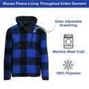 GALAXY J. COME MEN'S POLAR FLEECE PLAID HOODIE - SIZE: MEN S - BLUE - Brand New