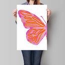 YAASILINAGE 2 PIECE SPLIT TRENDY PREPPY BUTTERFLY CANVAS WALL ART- PINK/ORANGE - Like New