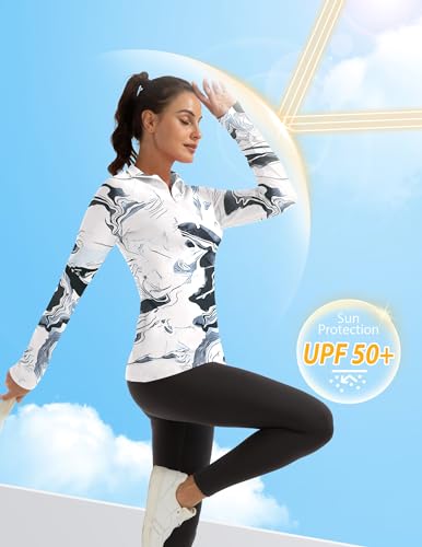 WOMEN'S POLO SHIRTS LONG SLEEVE UPF 50+ SUN PROTECTION - SIZE: 2XL - INK FLOWERS - Brand New