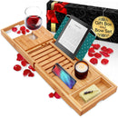 SERENELIFE PREMIUM BATHTUB TRAY CADDY WITH GIFT BOX AND BOW SET - BROWN - Brand New