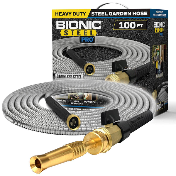 BIONIC STEEL PRO METAL GARDEN HOSE 100 FT 304 STAINLESS STEEL- - Scratch & Dent