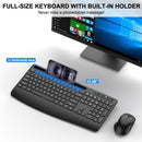 EDJO ERGONOMIC WIRELESS KEYBOARD AND MOUSE COMBO, SILENT KEYBOARD, PHONE HOLDER - Like New