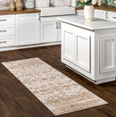 RUGS USA MEENA FADING GARDEN WASHABLE RUG, RUNNER STYLE, 2'6" X 8' - BEIGE - Like New