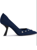 KARL LAGERFELD WOMEN'S KIPTON STILETTO PUMP PINS - SIZE: WOMEN 10 - DARK DENIM - Like New