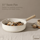 CAROTE 11" NONSTICK SAUTE PAN WITH LID COVER, 5QT - WHITE - Brand New