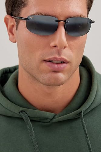 MAUI JIM HOOKIPA RECTANGLE SUNGLASSES - GLOSS BLACK/NEUTRAL GRAY - Like New