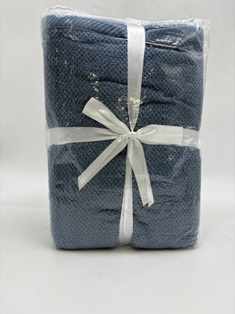 SIMPLI-MAGIC POPCORN TOWEL COLLECTION BATH TOWEL SET OF 4 27X54 - BLUE - Like New