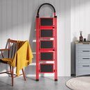 JOISCOPE 5 Step Ladder, Folding Step Stool with Widening and Thicken Pedals Red - Like New