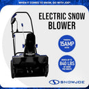 SNOW JOE 15-AMP ELECTRIC SNOW BLOWER 22" DUAL LED LIGHTS BONUS COVER - BLUE - Like New
