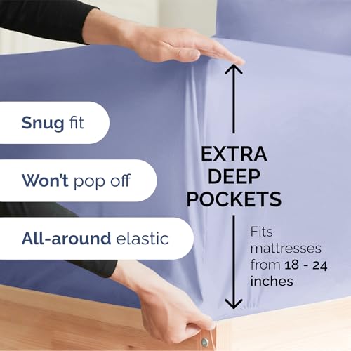CGK UNLIMITED EXTRA DEEP QUEEN SHEET SET BREATHABLE COOLING SHEETS - LAVENDER - Like New