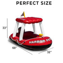 ZONETECH FIREBOAT SQUIRTER INFLATABLE POOL TOY, FIRE RESCUE THEME - RED - Like New