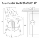 ERDORU COUNTER HEIGHT SWIVEL BAR STOOLS SET OF 2, 26" H SEAT, 2-F880-PL1959-BLK - Like New