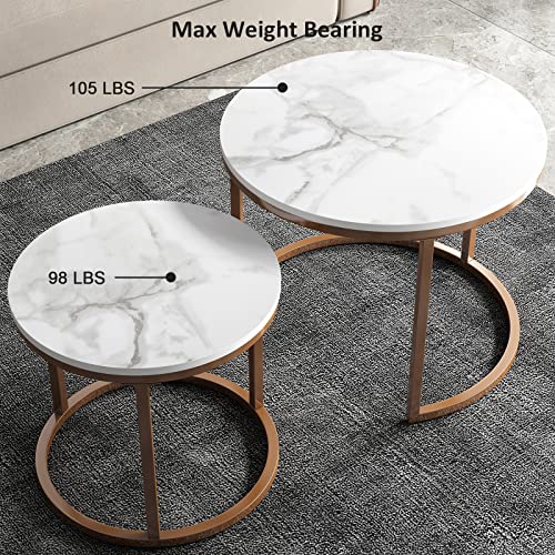 KOTPOP MODERN NESTING TABLE COFFEE TABLE - GOLD/WHITE - Like New
