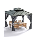 GARVEE 10X10 FT HARDTOP GAZEBO ALL WEATHER DOUBLE ROOF ALUMINUM ALLOY - BLACK - Like New