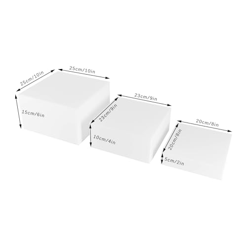 FICHIOUY 6PCS CLEAR DISPLAY NESTING RISER STANDS DISPLAY STANDS (WHITE) - Like New