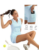 FKEEP WOMEN'S GOLF TENNIS DRESS V-NECK AND SHORTS WORKOUT SIZE M - BLUE PLAID - Brand New