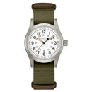 H69439411 HAMILTON WATCH KHAKI FIELD MECHANICAL 38MM WHITE DIAL - GREEN - Like New