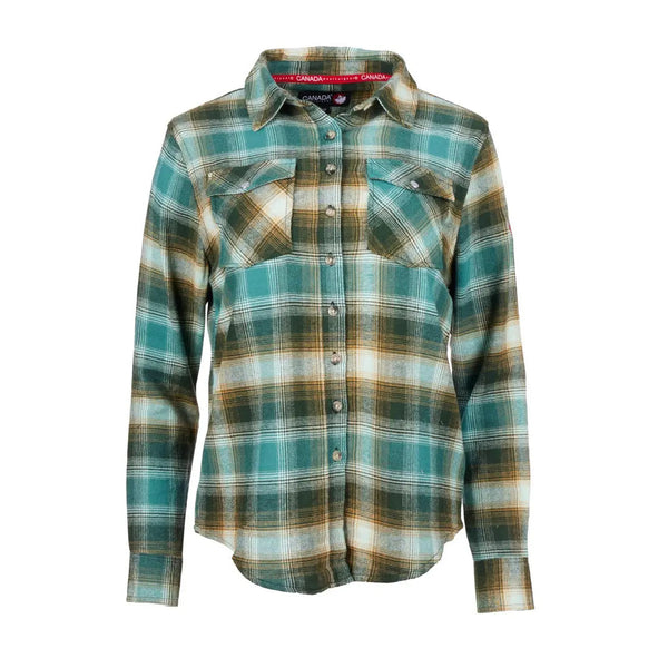 CANADA WEATHER GEAR WOMEN'S PLAID SHIRT, SIZE M, GREEN/TEAL Like New