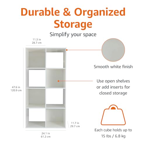 AMAZON BASICS STORAGE CUBE SHELF ORGANIZER 8 CUBES PB-0558W - WHITE - Like New