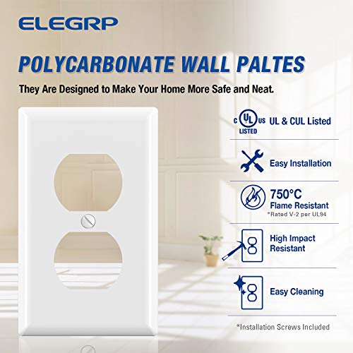 ELEGRP Duplex Receptacle Outlet Covers, 5 Pack - Glossy White - Like New