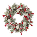 NATIONAL TREE HGTV HOME COLLECTION FROSTED TRADITIONS WREATH 28" UNLIT - RED - Like New