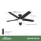 Hunter Fan 52" Ceiling Fan LED Light Remote Control CC5C25C95 - Matte Black - Like New