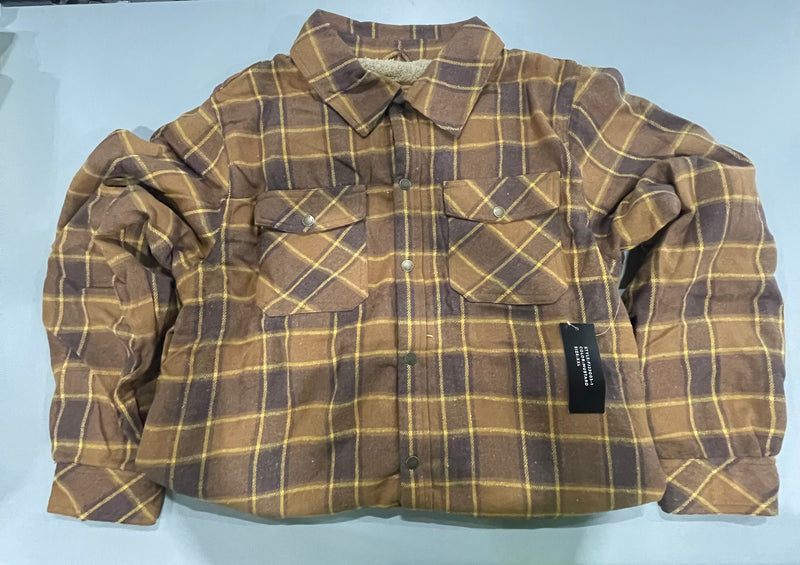 RUDOLPH MEN'S FLANNEL SHERPA-LINED SHIRT JACKET - SIZE: MEN 2XL - MUSTARD - Like New