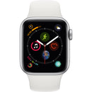 For Parts: APPLE WATCH SERIES 4 GPS LTE 40MM SILVER ALUM WHITE SPORT BAND CRACKED SCREEN