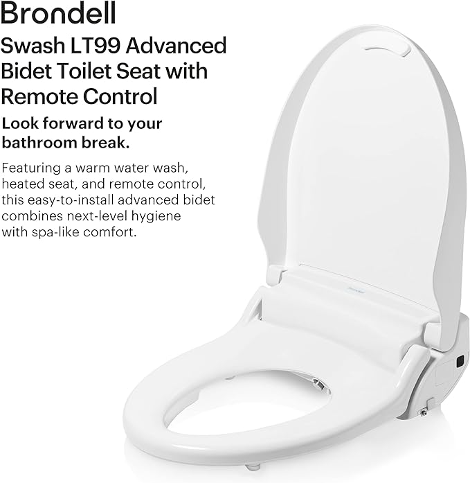 Brondell Swash Electronic Bidet Toilet Seat LT99 Fits Round Toilets - White Like New