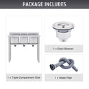 GENERIC 39-IN TRIPLE-BASIN UTILITY SINK STANDING LAUNDRY KITCHEN SKS-39SC-08 - Like New