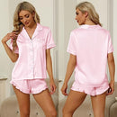 SAPJON Satin Silk Pajamas for Women 2Pcs SS PJ Set - PINK - SIZE M - Brand New